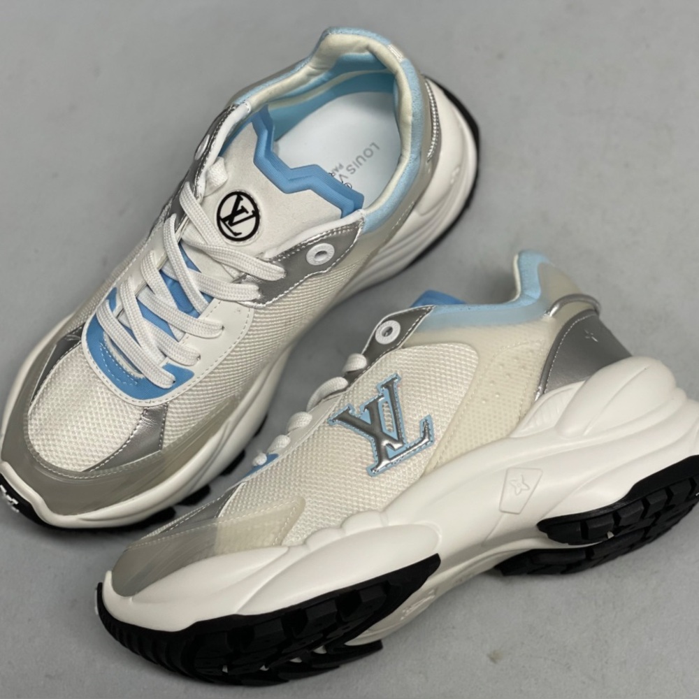 Louis Vuitton White and Blue Sneakers